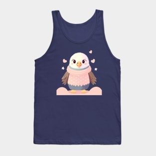 Kawaii Eagle Wearing a Pink Sweater and Scarf Tank Top